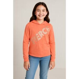 Kate Gymboree Hoodie Girls 14 Coral Heather FIERCE Graphic Lightweight Pullover